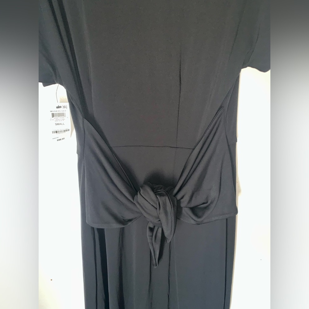 Alfani Black Midi Dress Button Front Short Sleeve (S; Black) - Picture 5 of 6